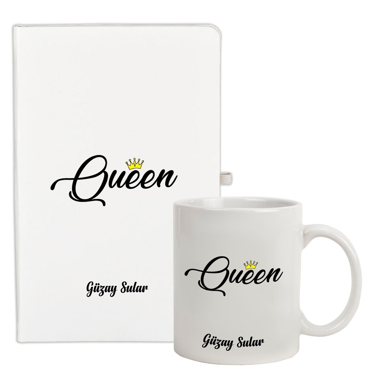 İsme Özel Queen Temalı Defter Kupa Bardak Seti