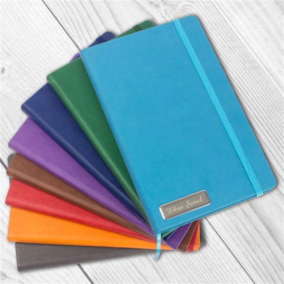 İsme Özel Renkli Lastikli Defter 