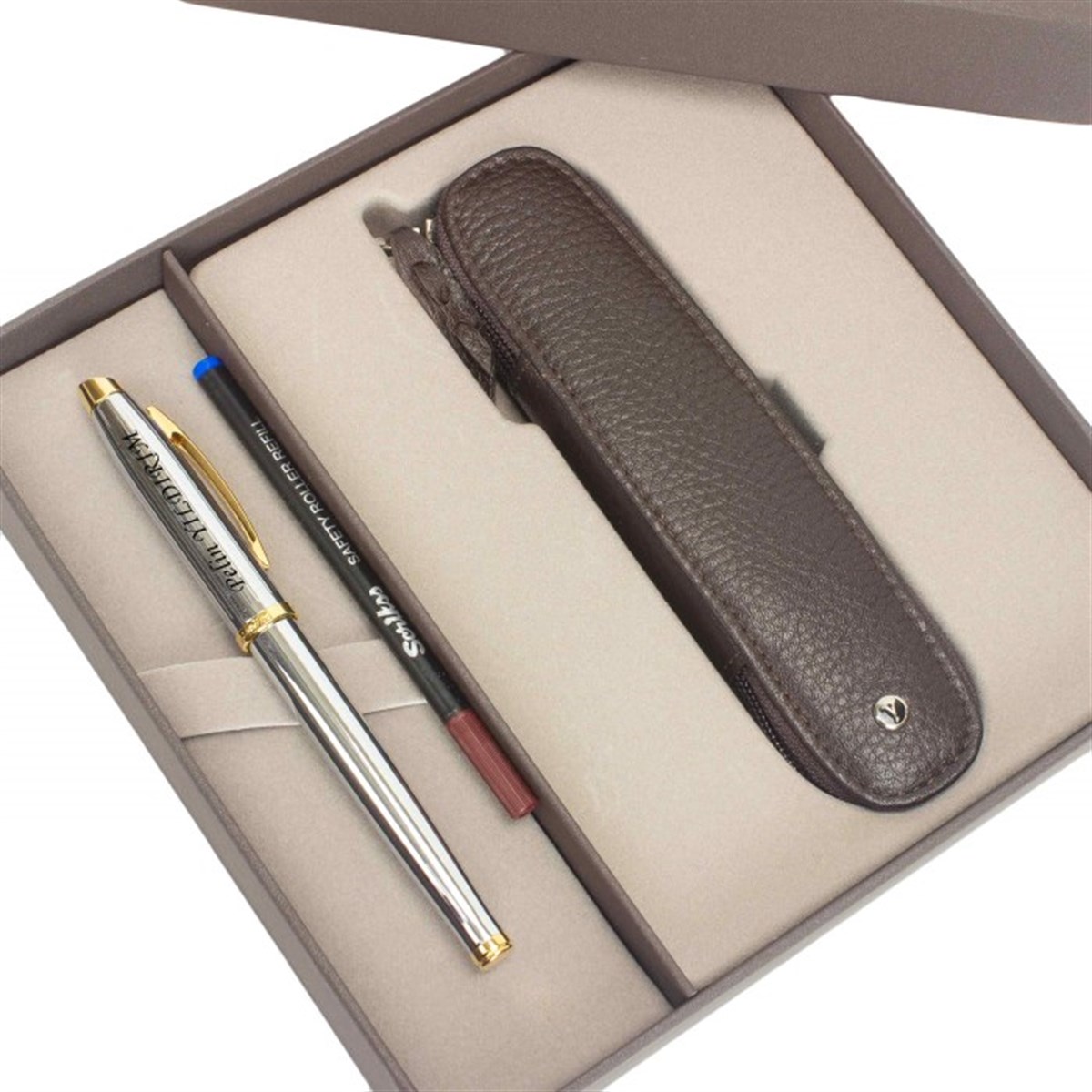 İsme Özel Scrikss Roller Kalem Özel Tasarımlı Deri Kutulu 