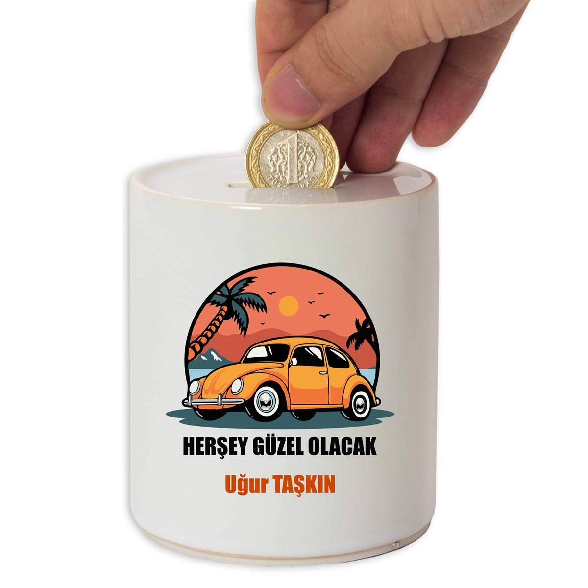 İsme Özel Seramik Kumbara - Herşey Güzel Olacak