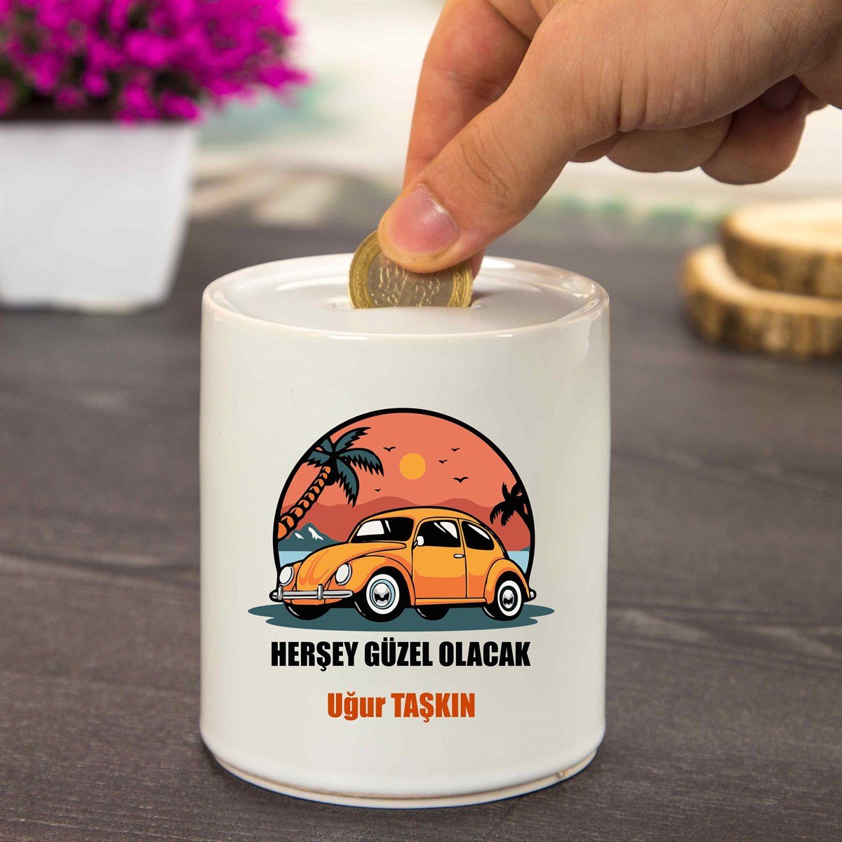 İsme Özel Seramik Kumbara - Herşey Güzel Olacak