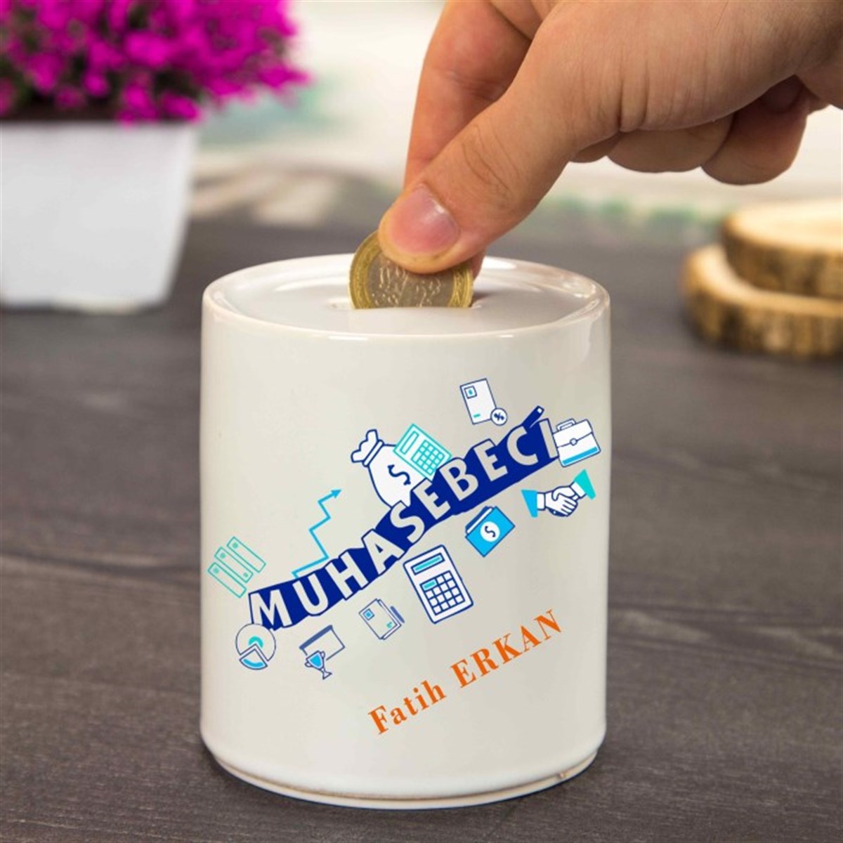 İsme Özel Seramik Kumbara - Muhasebeci