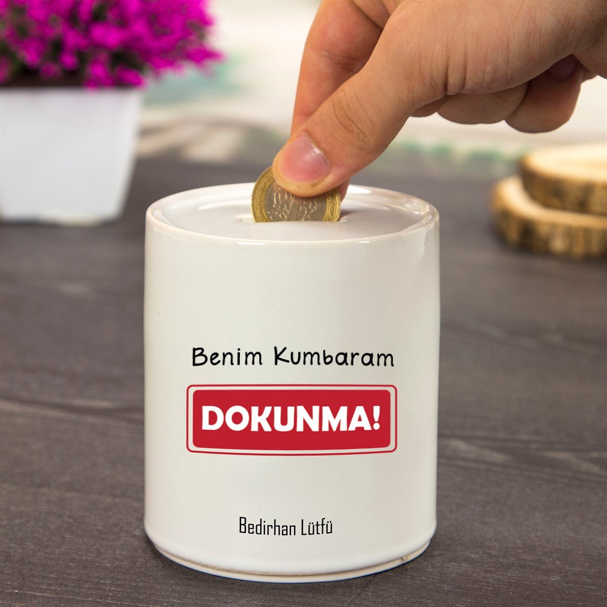 İsme Özel Seramik Kumbara - Benim Kumbaram Dokunma