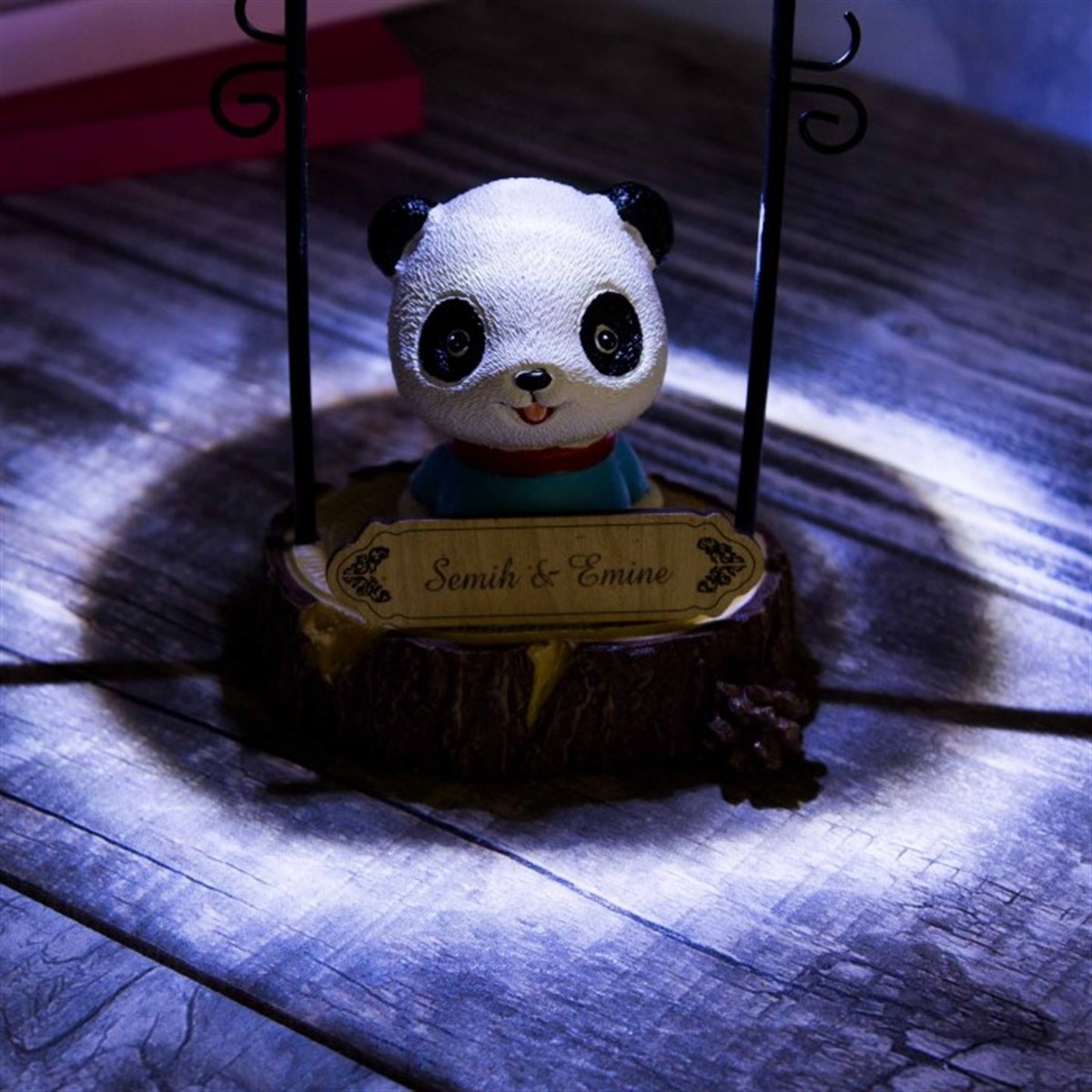 İsme Özel Sevimli Panda Temalı Işıklı Biblo