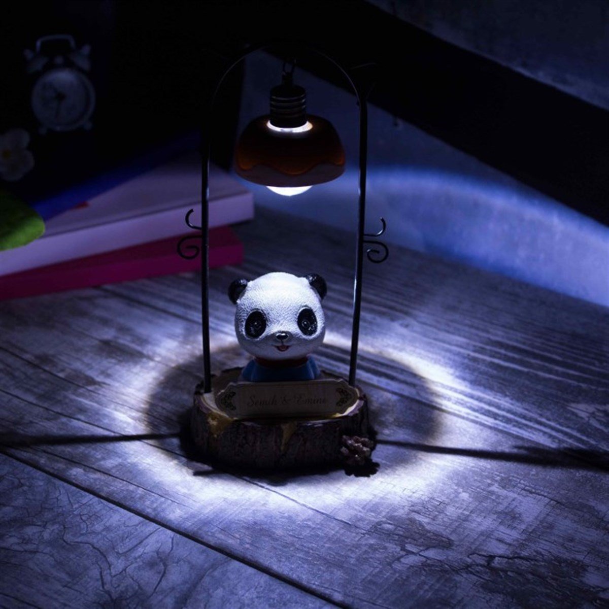 İsme Özel Sevimli Panda Temalı Işıklı Biblo