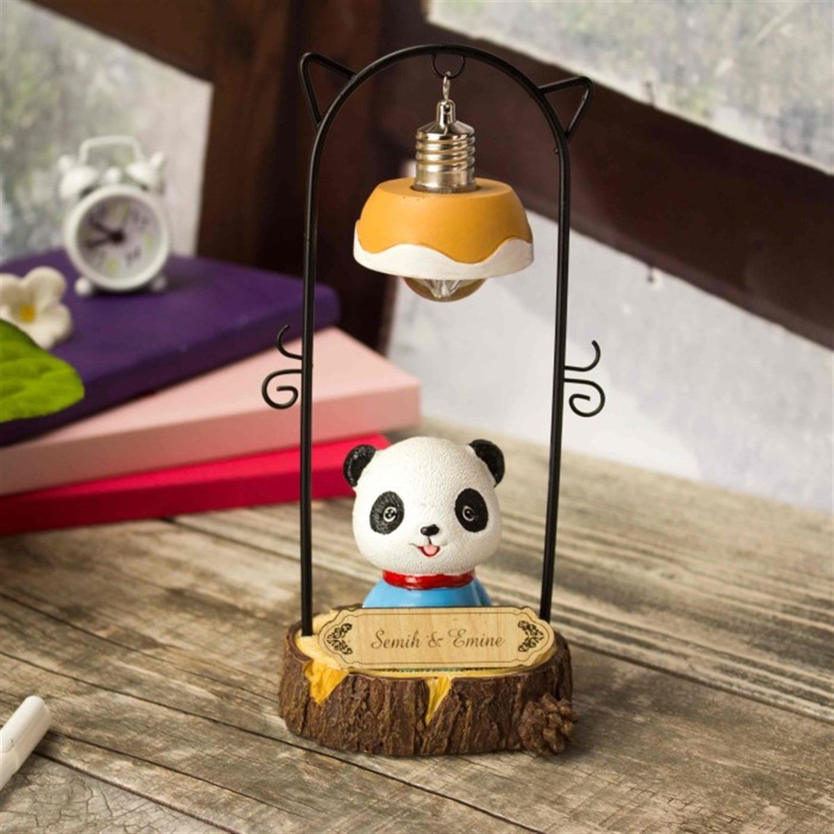 İsme Özel Sevimli Panda Temalı Işıklı Biblo