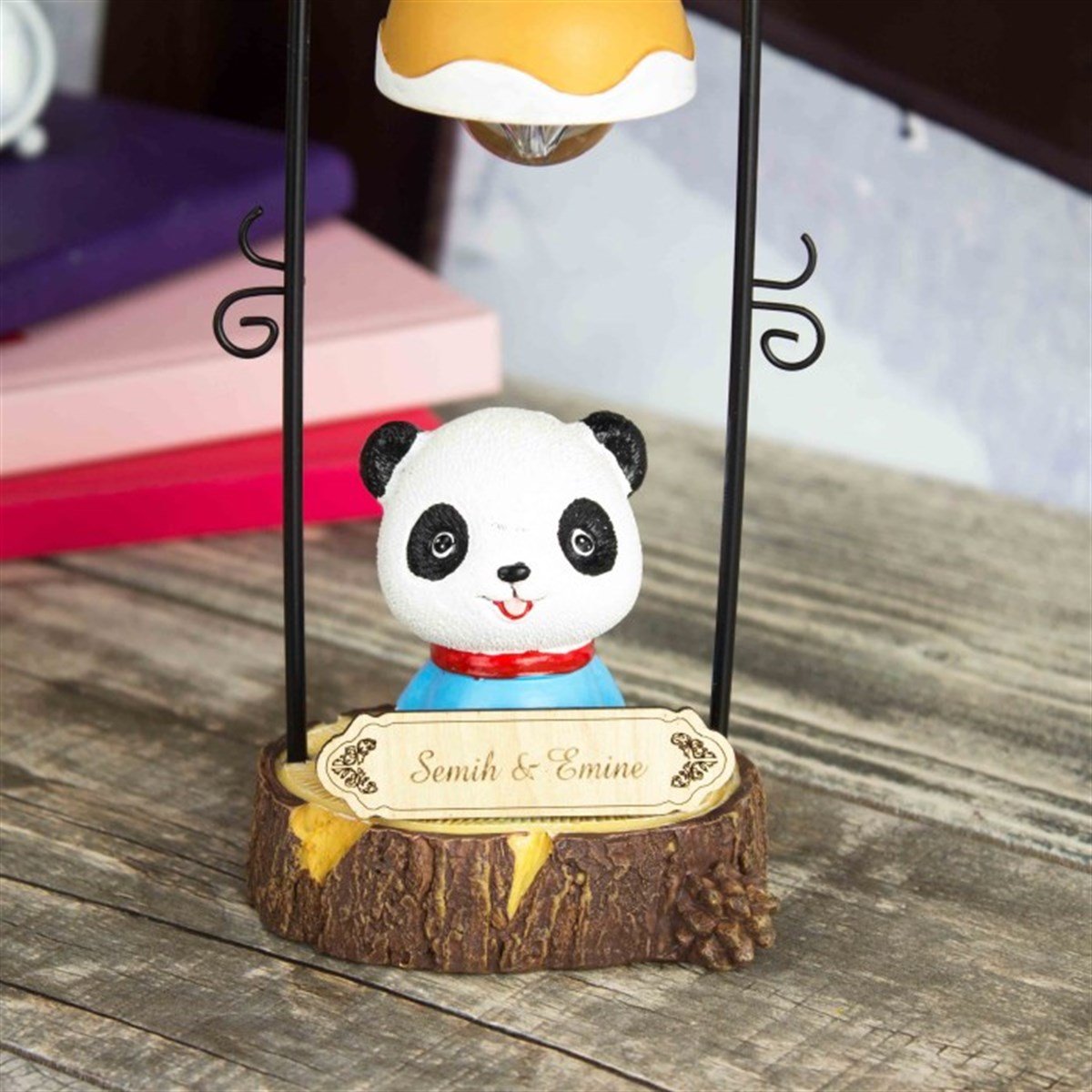 İsme Özel Sevimli Panda Temalı Işıklı Biblo