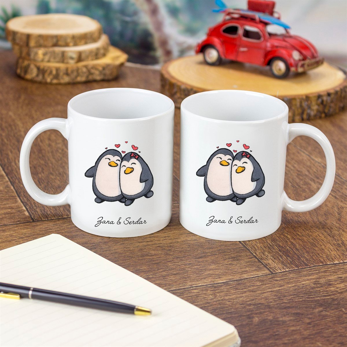 İsme Özel Sevimli Penguenler Temalı Kupa Bardak