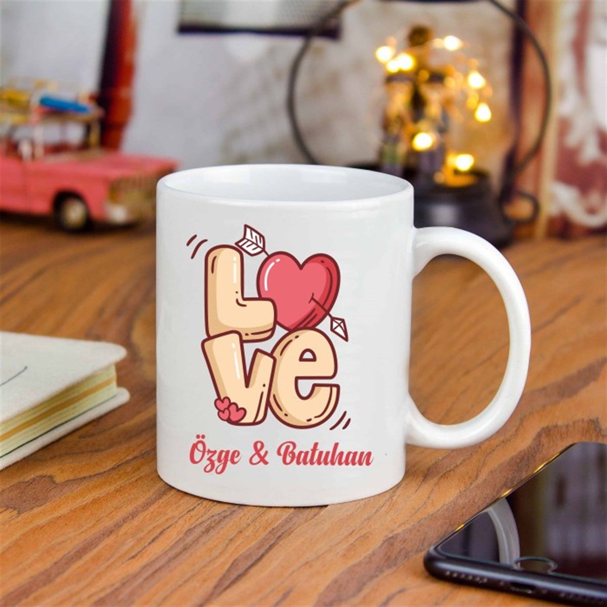 İsme Özel Tasarımlı Kupa Bardak - Love