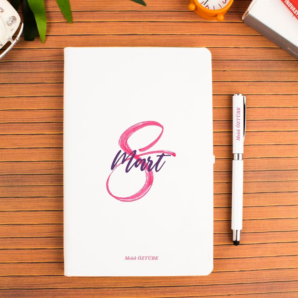 İsme Özel Temalı Defter ve Kalem Seti - 8 Mart