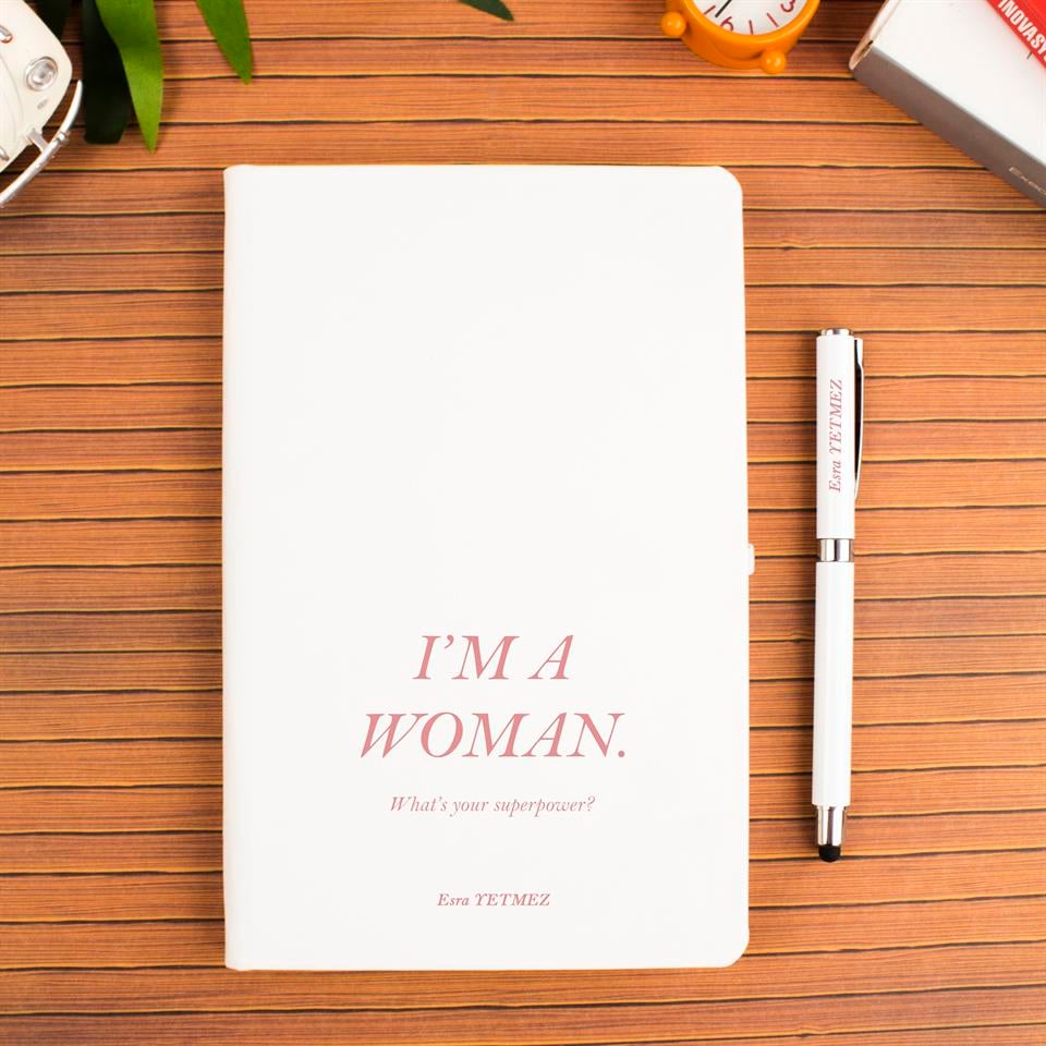 İsme Özel Temalı Defter ve Kalem Seti - I'm A Woman