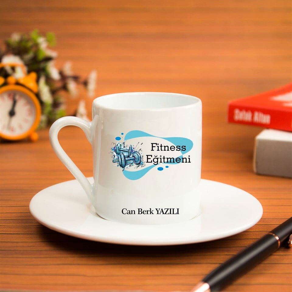 İsme Özel Türk Kahvesi Fincanı Seti - Fitness Eğitmeni M2