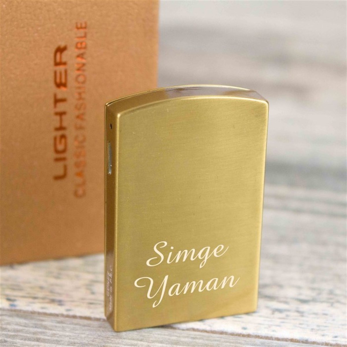 İsme Özel Usb Şarjlı Rezistanslı​ Metal Çakmak Altın Rengi