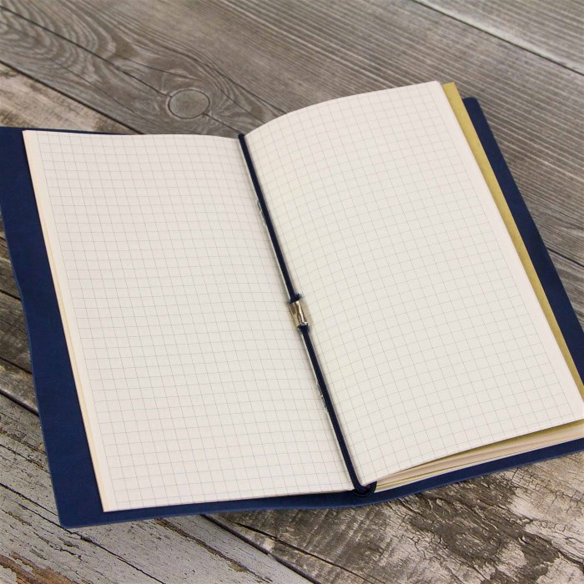 İsme Özel Vintage Deri Defter Anahtarlık ve Kalem Seti - Lacivert