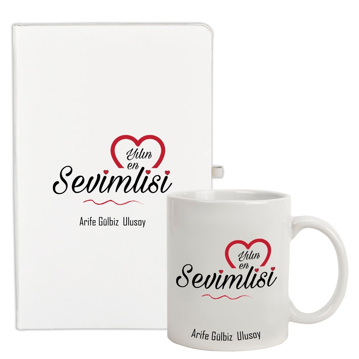 İsme Özel Yılın En Sevimlisi Temalı Defter Kupa Bardak Seti