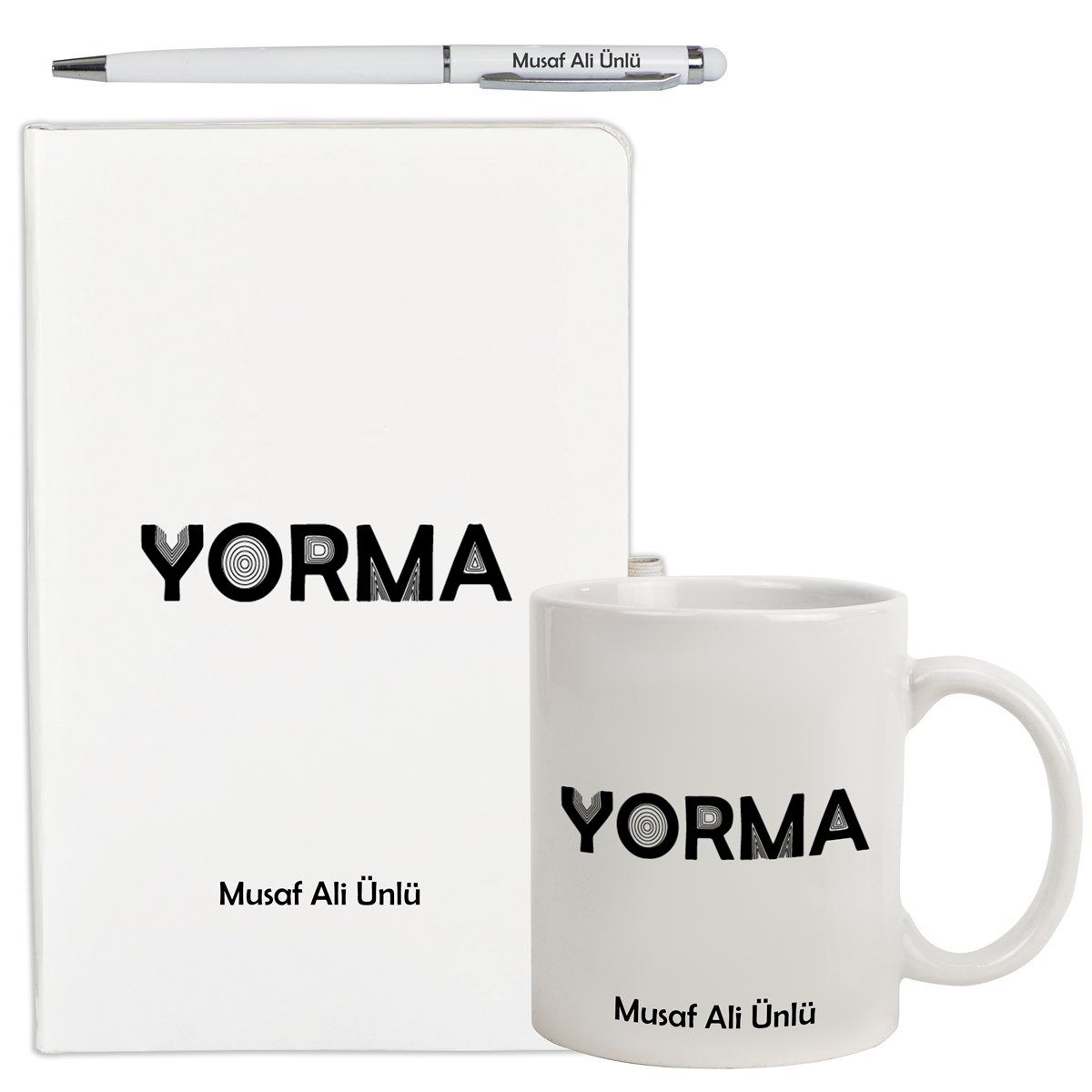 İsme Özel Yorma Temalı Defter Kupa Bardak ve Kalem Seti