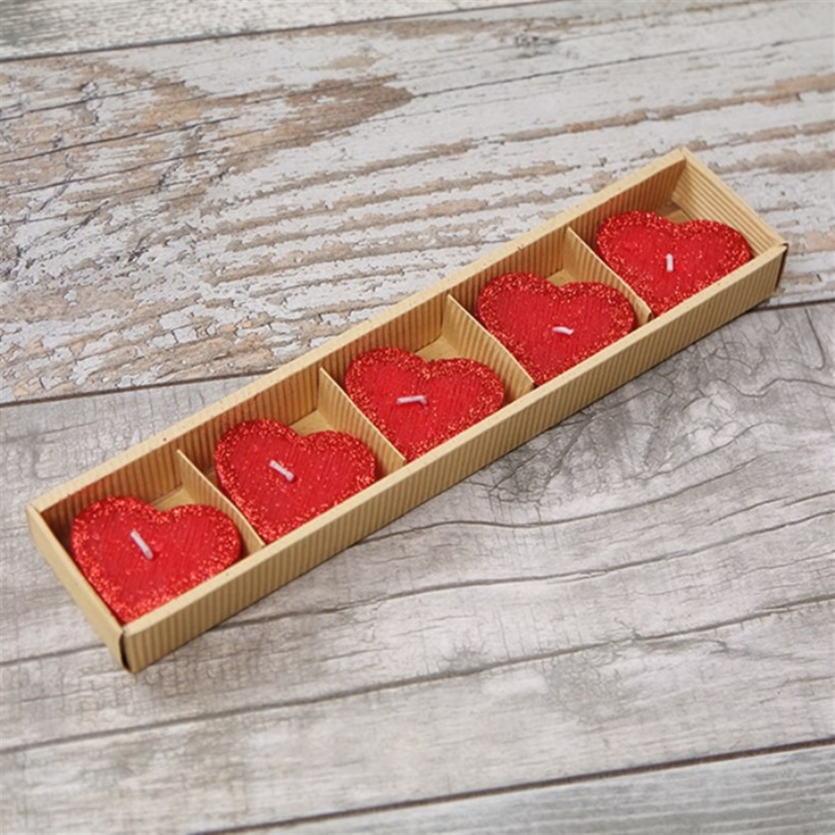 Kırmızı Simli Tea-Light Mum Seti 6'lı Paket