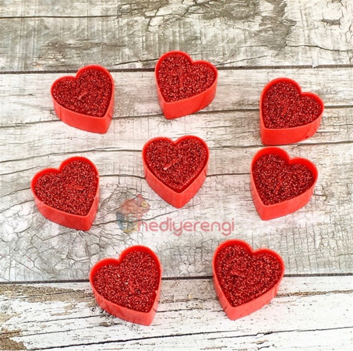 Kırmızı Simli Tea-Light Mum Seti 8'li Paket