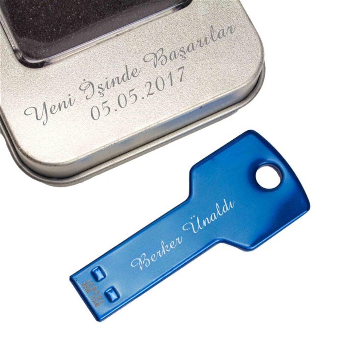 Kişiye Özel Anahtar Tasarımlı Metal Usb Bellek 8 Gb Lacivert