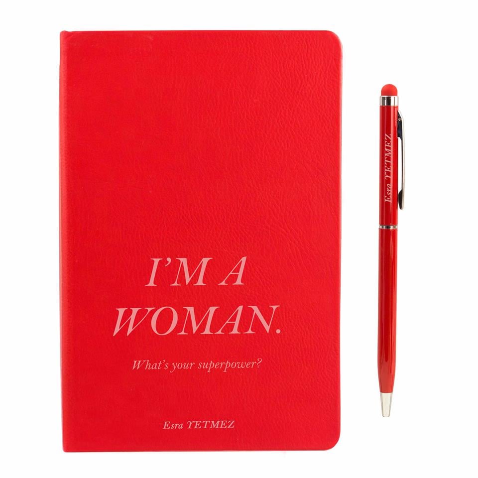 Kişiye Özel Defter Fincan Çikolata Kolonya Kalem Seti Hediye Kutusu - I'm A Woman