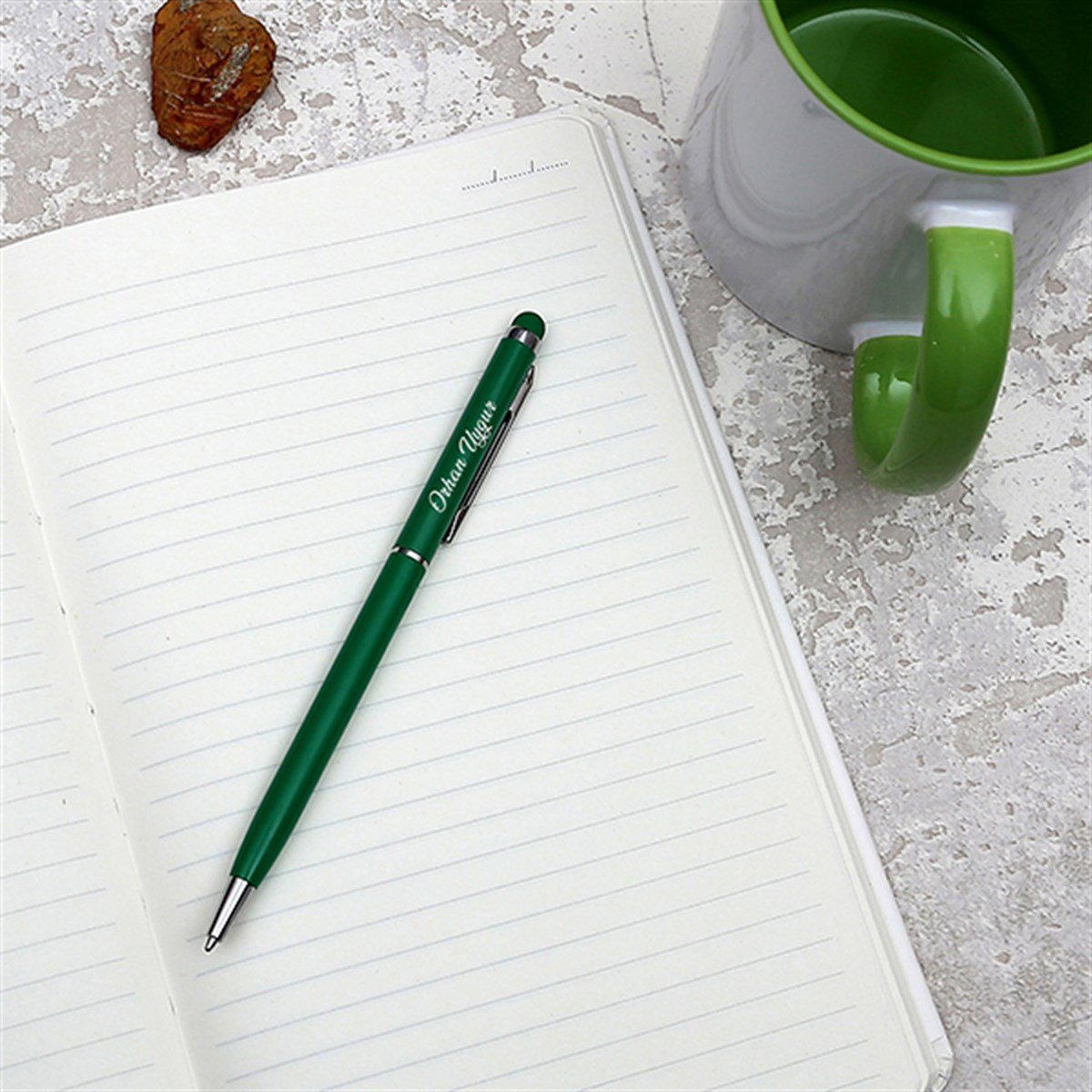 Kişiye Özel Defter Kupa ve Kalem Seti Hediye Kutusu - I Love You Temalı