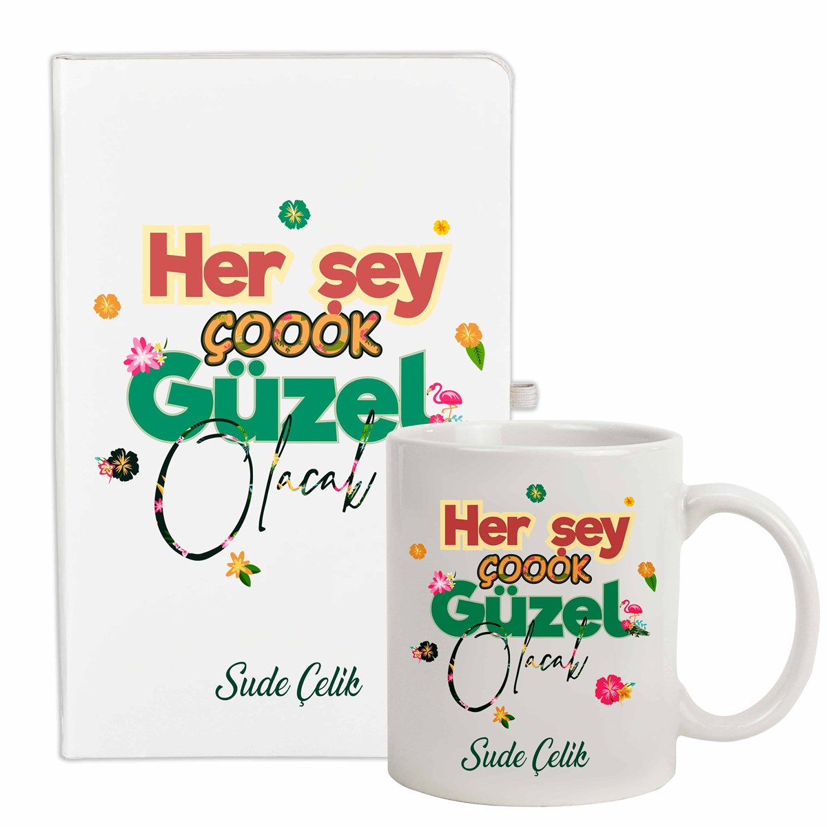 Kişiye Özel Her Şey Çok Güzel Olacak Defter ve Kupa Bardak Seti
