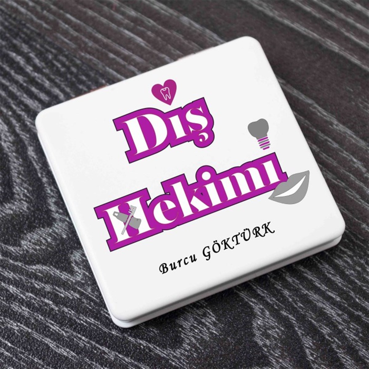Kişiye Özel Kare Ayna - Diş Hekimi