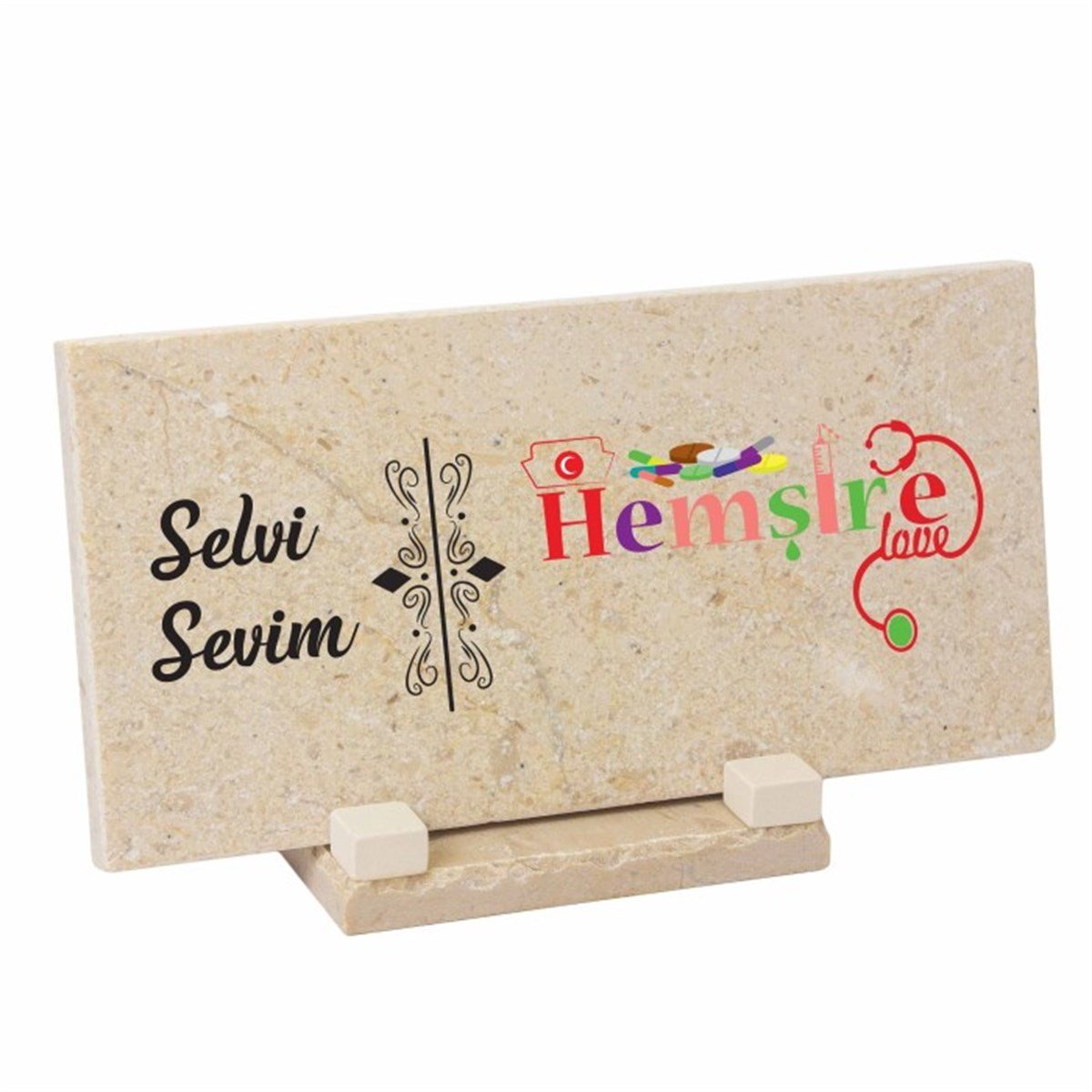 Kişiye Özel Masaüstü İsimlik Dekoratif Dikdörtgen Taş - Meslek Model9