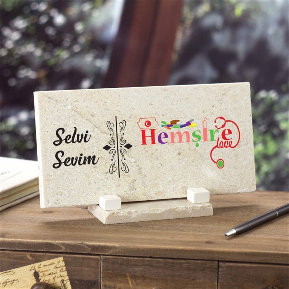 Kişiye Özel Masaüstü İsimlik Dekoratif Dikdörtgen Taş - Meslek Model9