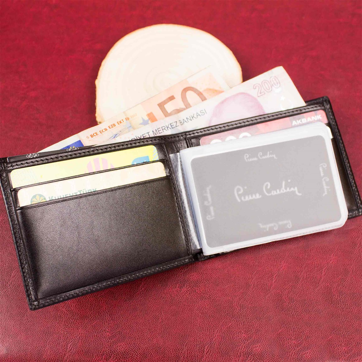 Kişiye Özel Pierre Cardin Deri Cüzdan Kalem ve Defter Seti P075