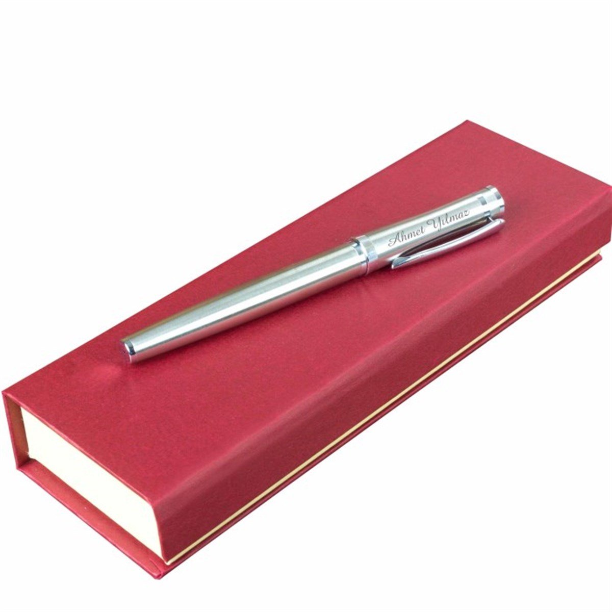 Kişiye Özel Premium Metal Roller İmza Kalemi Gümüş Renk Tasarım Kutulu