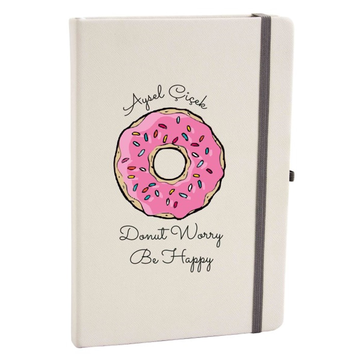 Kişiye Özel Renkli Baskılı Beyaz Defter - Donut Worry