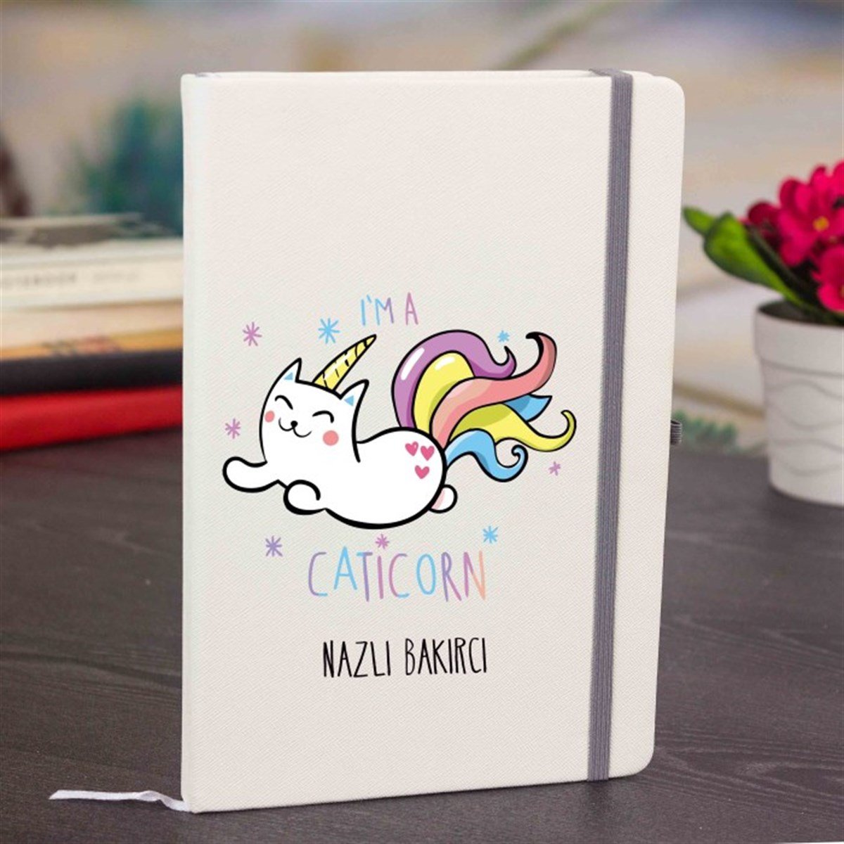 Kişiye Özel Renkli Baskılı Beyaz Defter - Caticorn