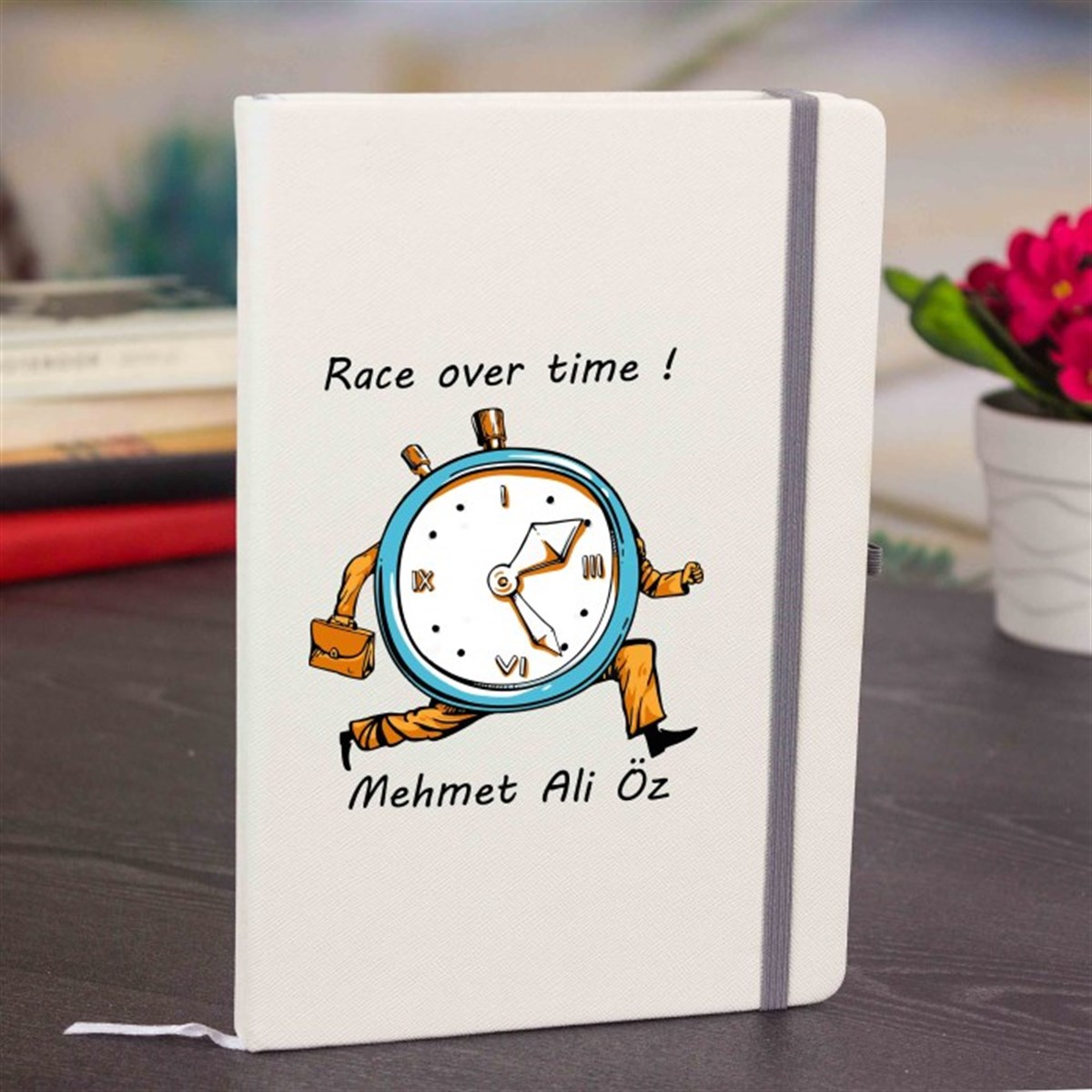 Kişiye Özel Renkli Baskılı Beyaz Defter - Zamanla Yarış
