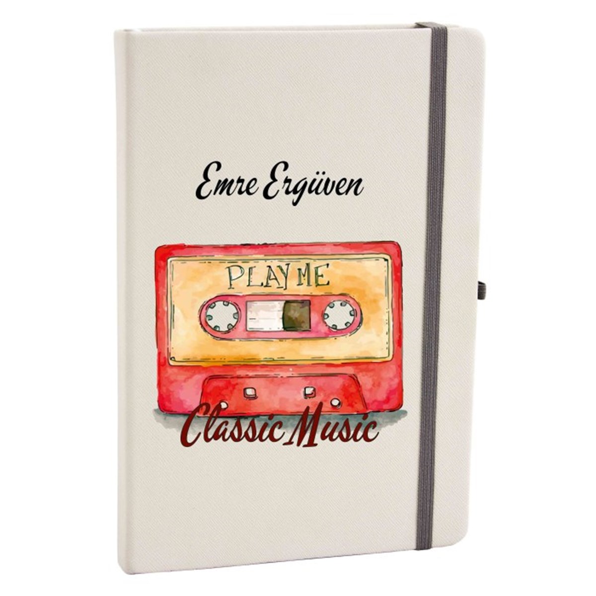 Kişiye Özel Renkli Baskılı Beyaz Defter - Retro Kaset