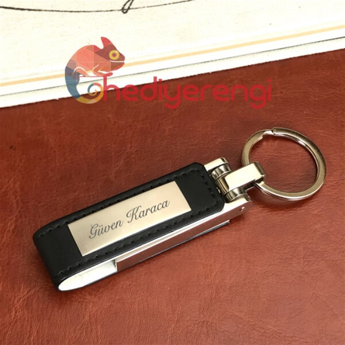 Kişiye Özel Siyah Deri Usb Bellek 8 Gb