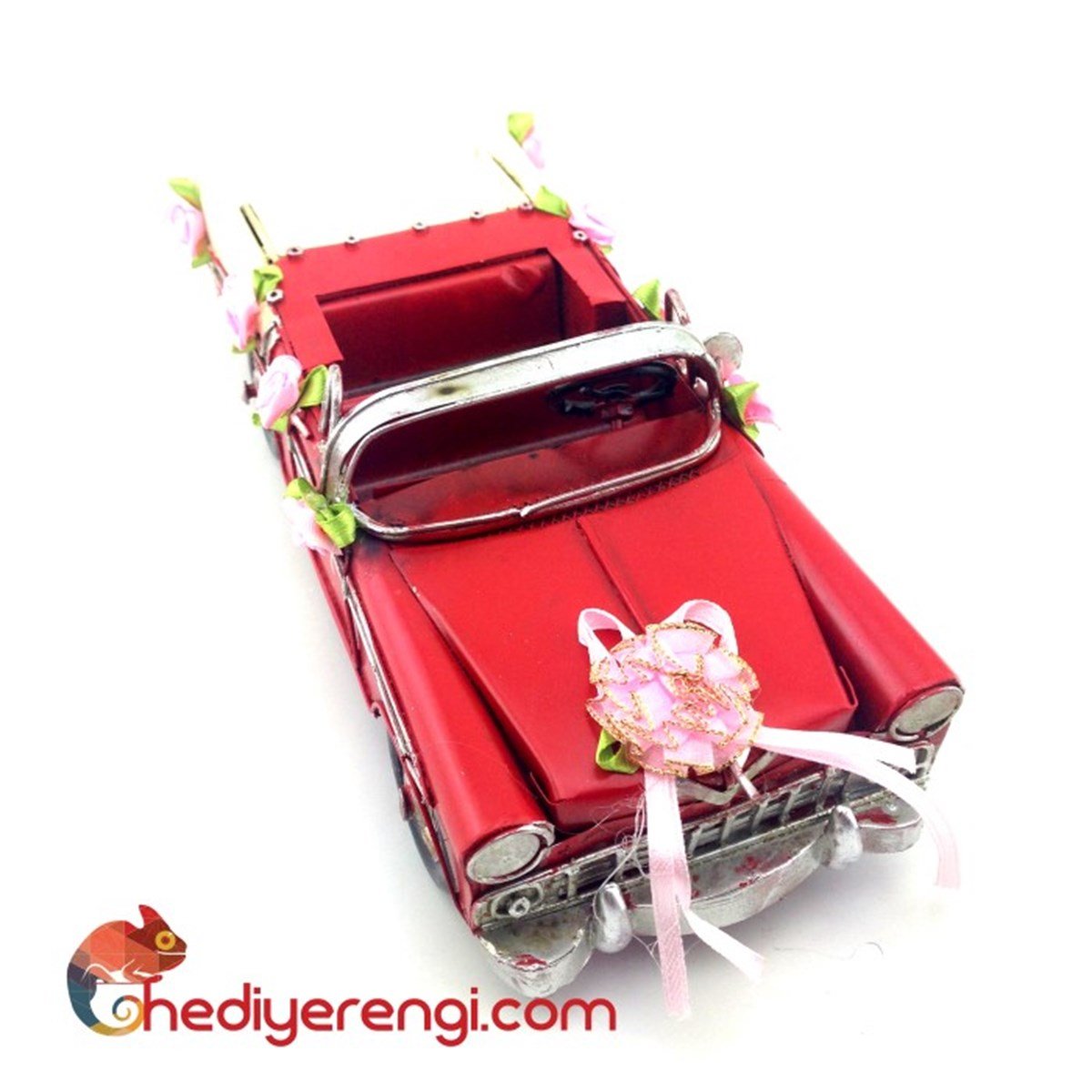 Metal Nostaljik Gelin Arabası Chevrolet Kırmızı