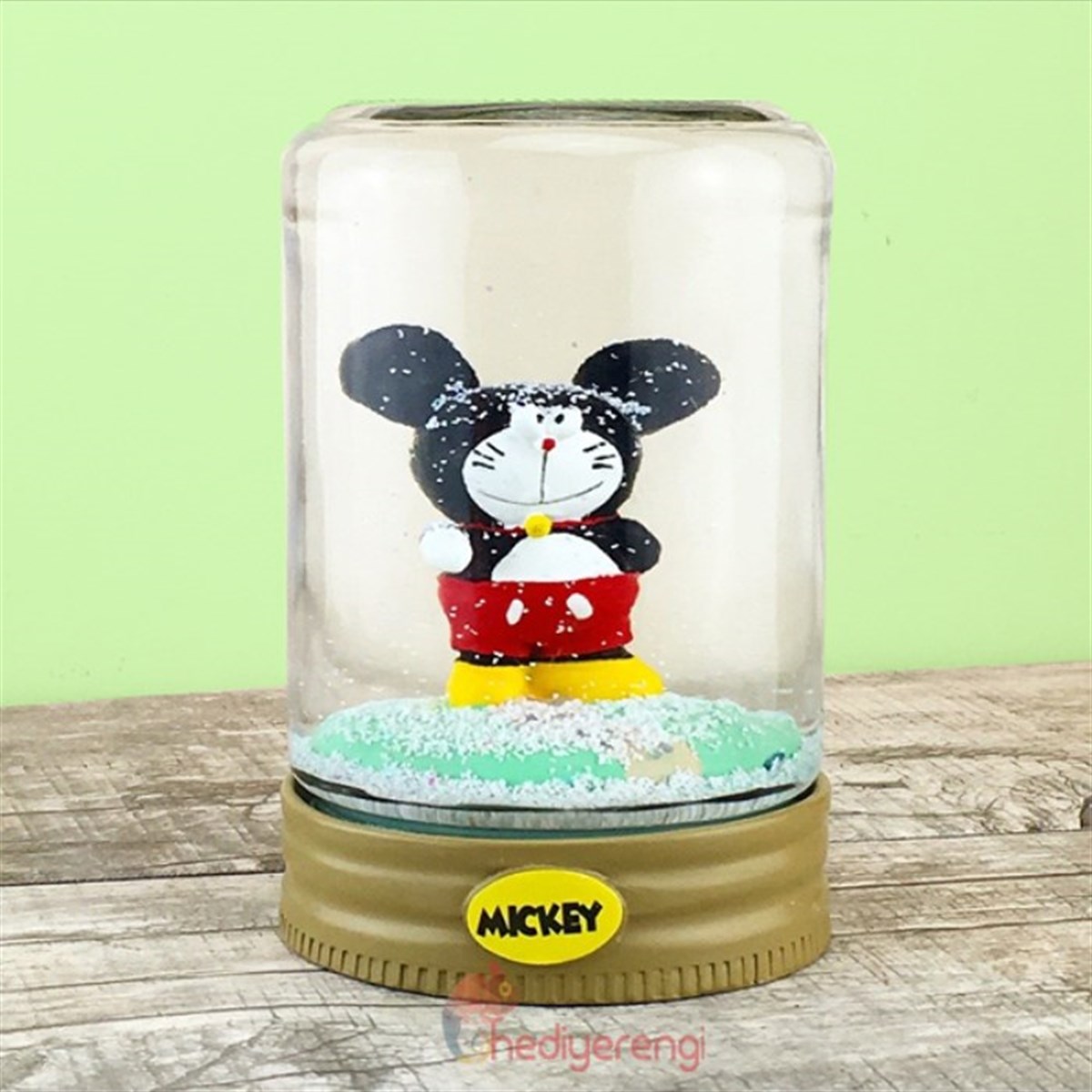 Mickey Mouse Temalı Şişe Tasarımlı Işıklı Su Küresi ve Biblo