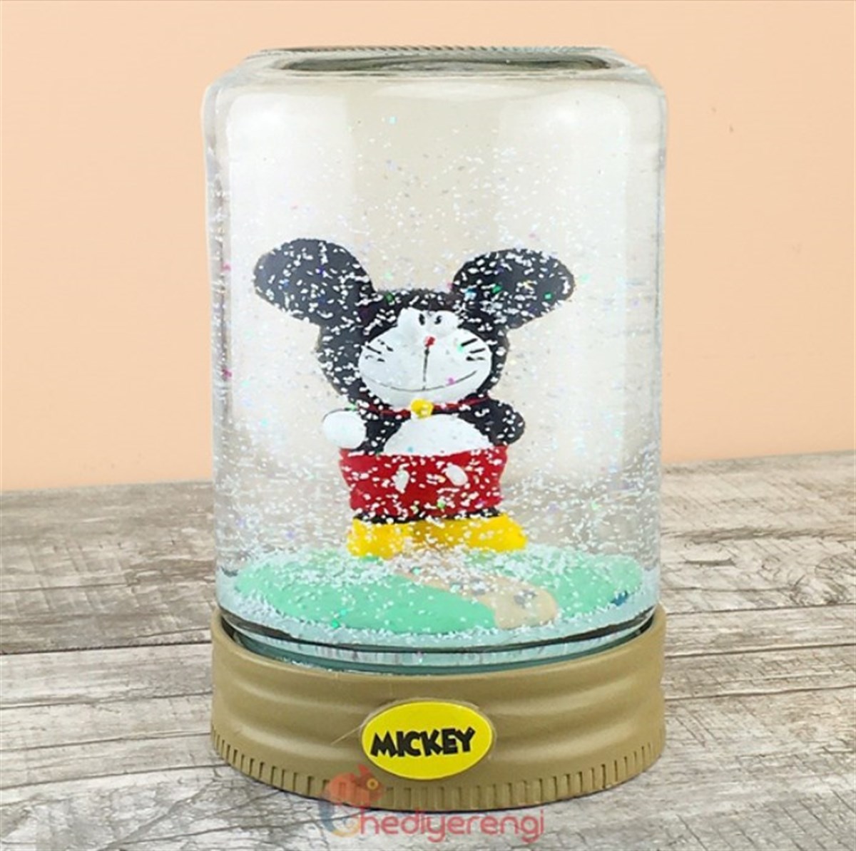 Mickey Mouse Temalı Şişe Tasarımlı Işıklı Su Küresi ve Biblo