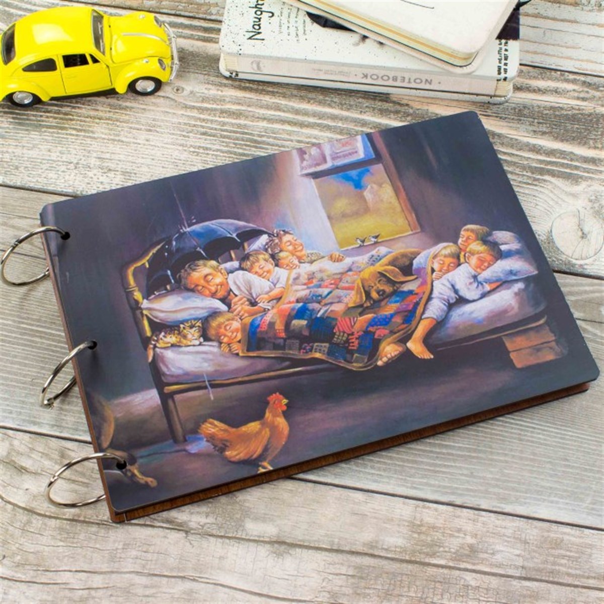 Mutlu Ailem Temalı Ahşap Kendin Yap Albüm Defter