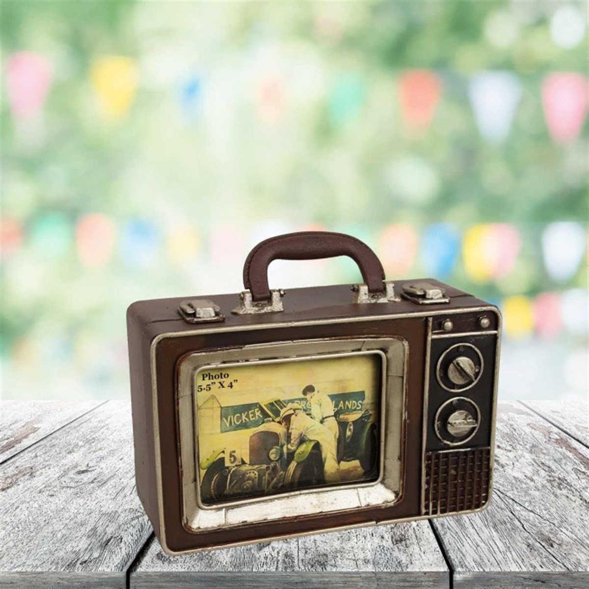 Nostaljik Dekoratif Metal Televizyon Görünümlü Bavul