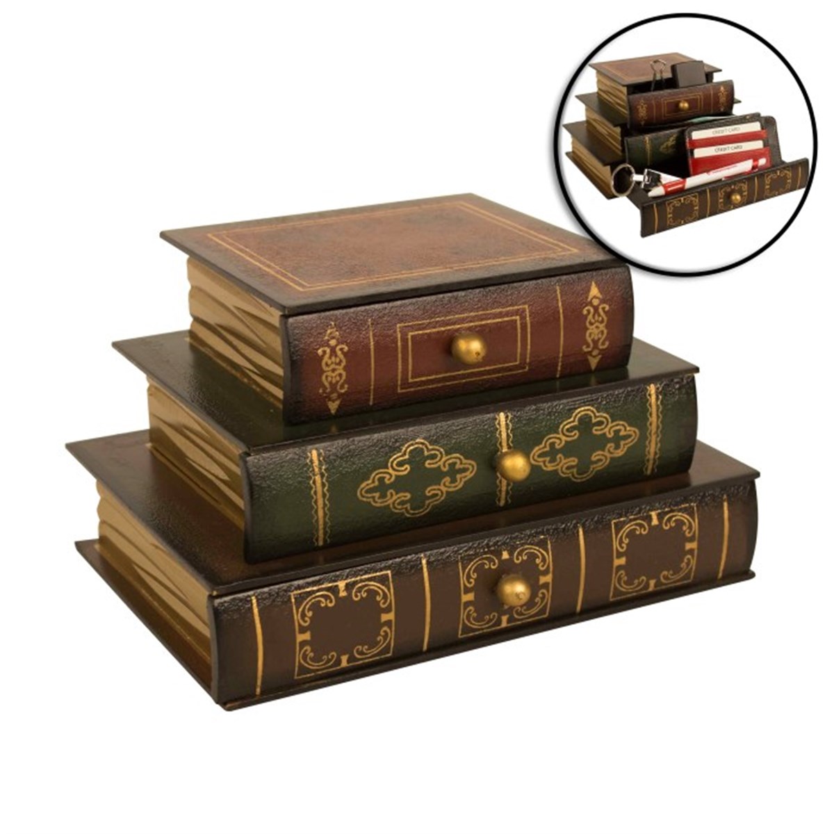 Nostaljik Kitaplar Tasarımlı Dekoratif Çekmece​li Biblo