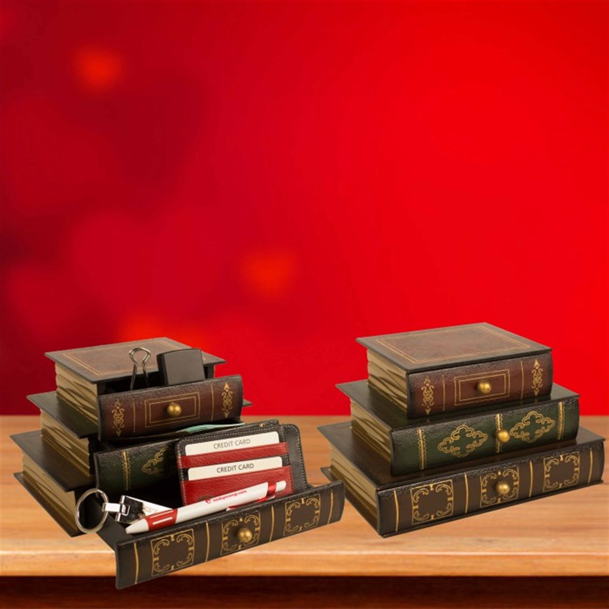 Nostaljik Kitaplar Tasarımlı Dekoratif Çekmece​li Biblo