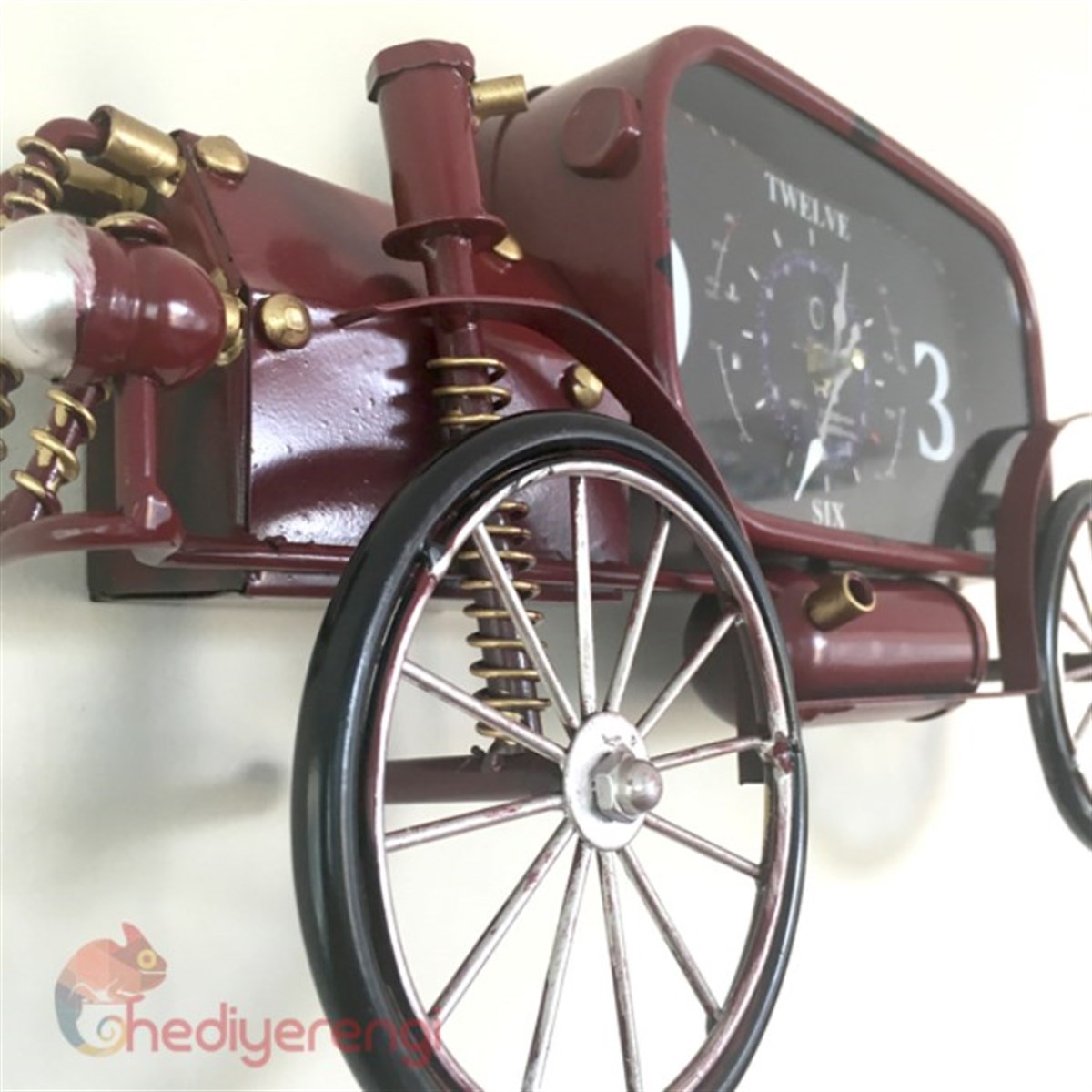 Nostaljik Metal Araba Tasarımlı Büyük Boy Duvar Saati Model 2