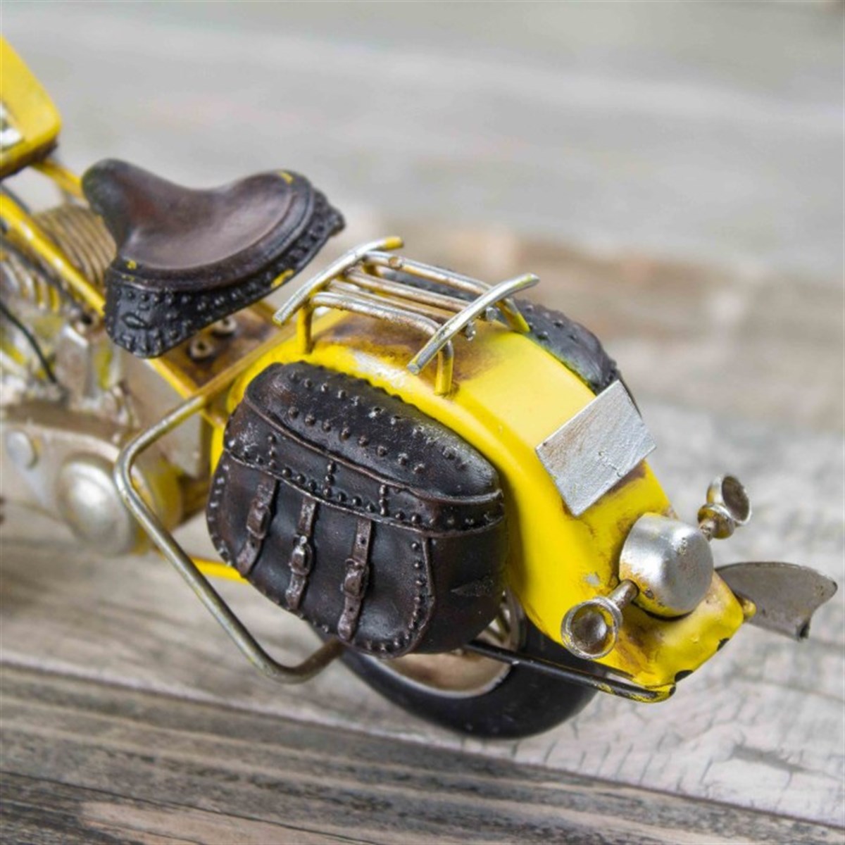 Nostaljik Metal Motorsiklet Büyük Boy Sarı