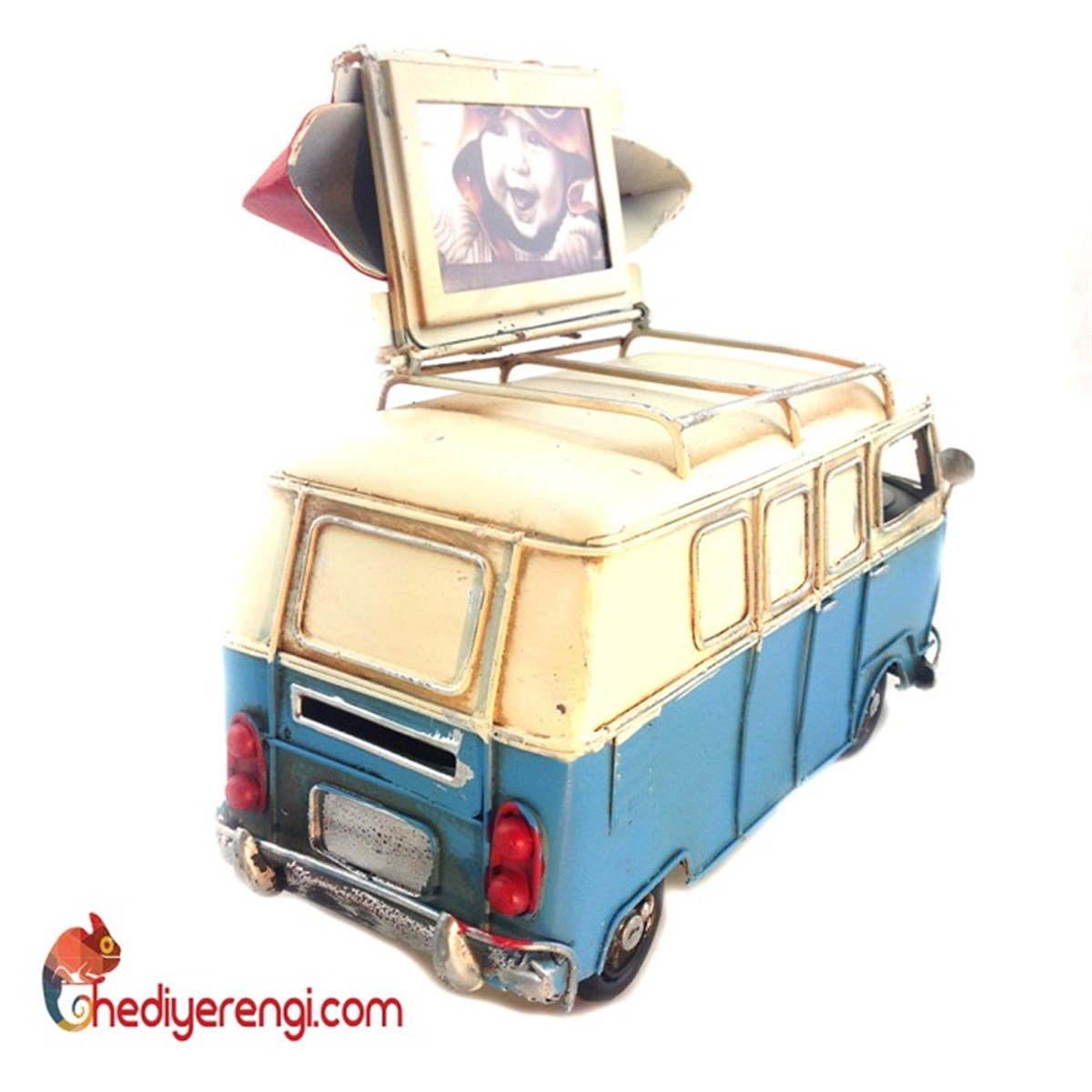 Nostaljik Metal Vosvos Minibüs Mavi Kayıklı Orta Boy