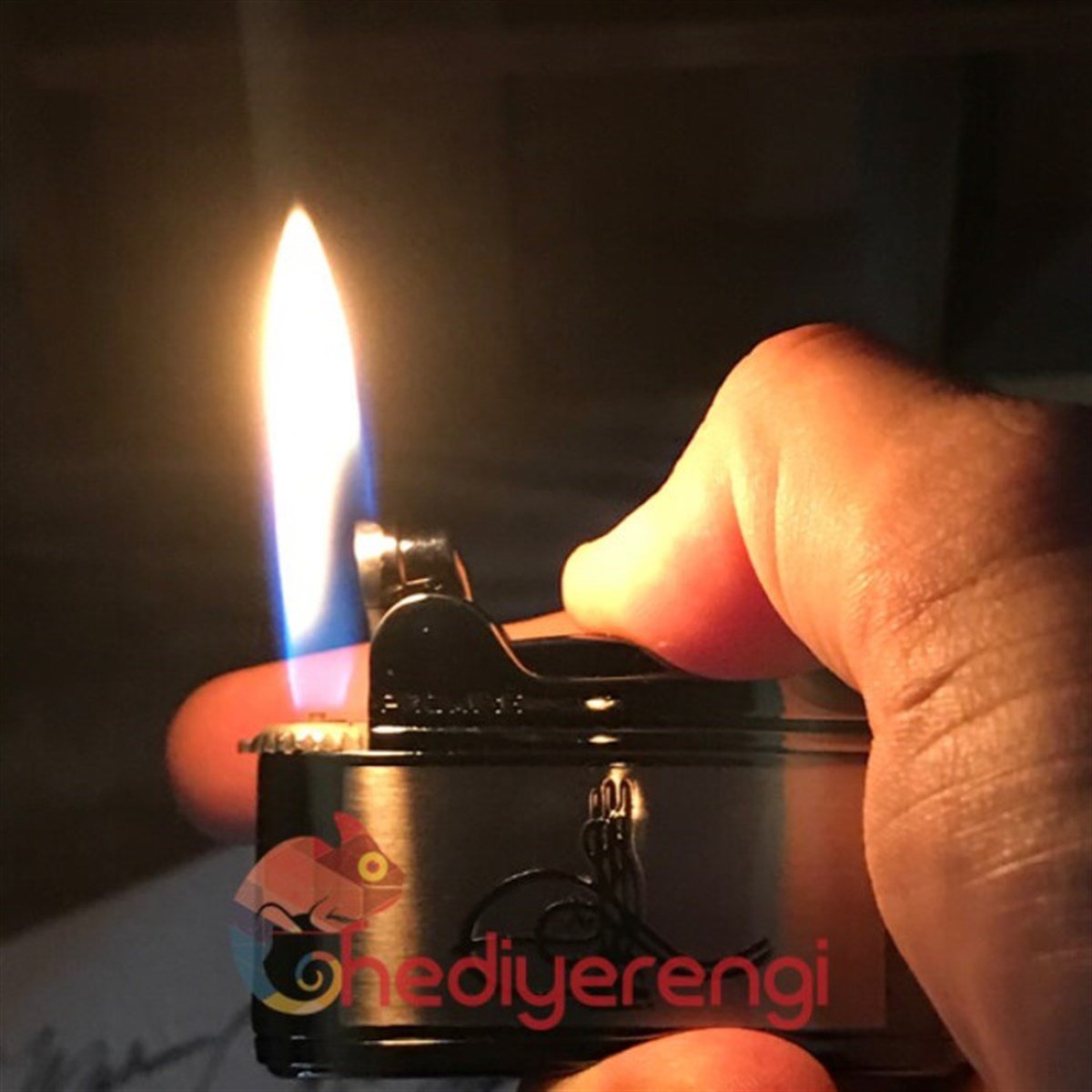 Osmanlı Tuğrası İşlemeli Promise Markalı Metal Çakmak Füme