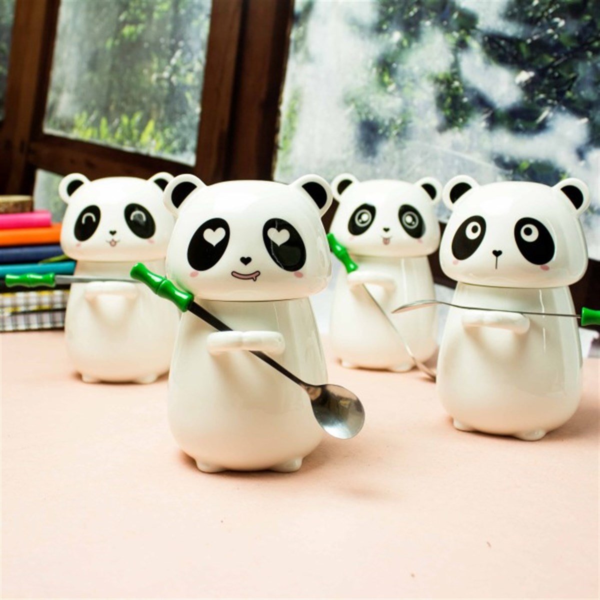 Panda Tasarımlı Kapaklı Kupa Bardak M2