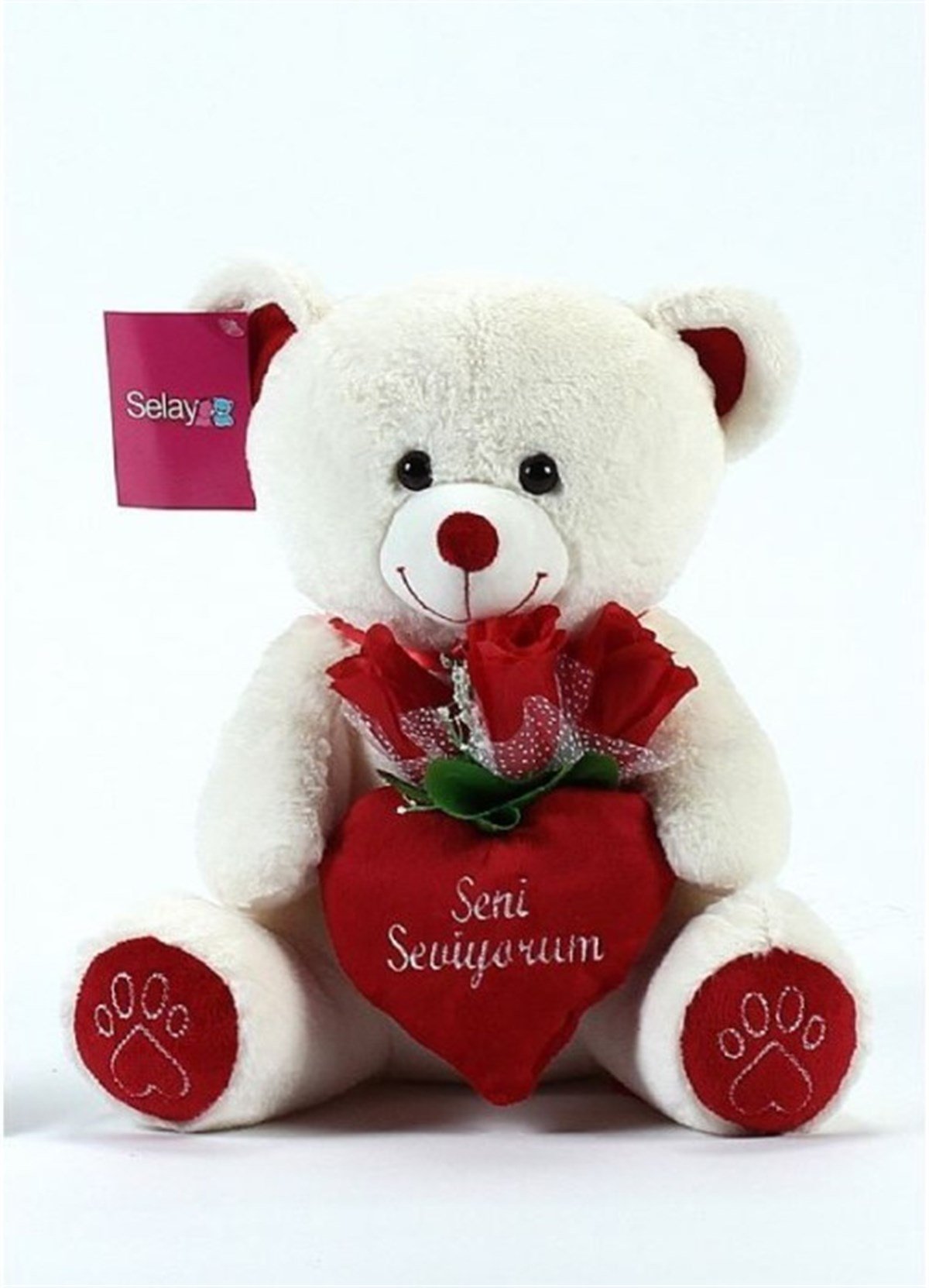 Peluş Ayıcık 50 Cm Çiçekli