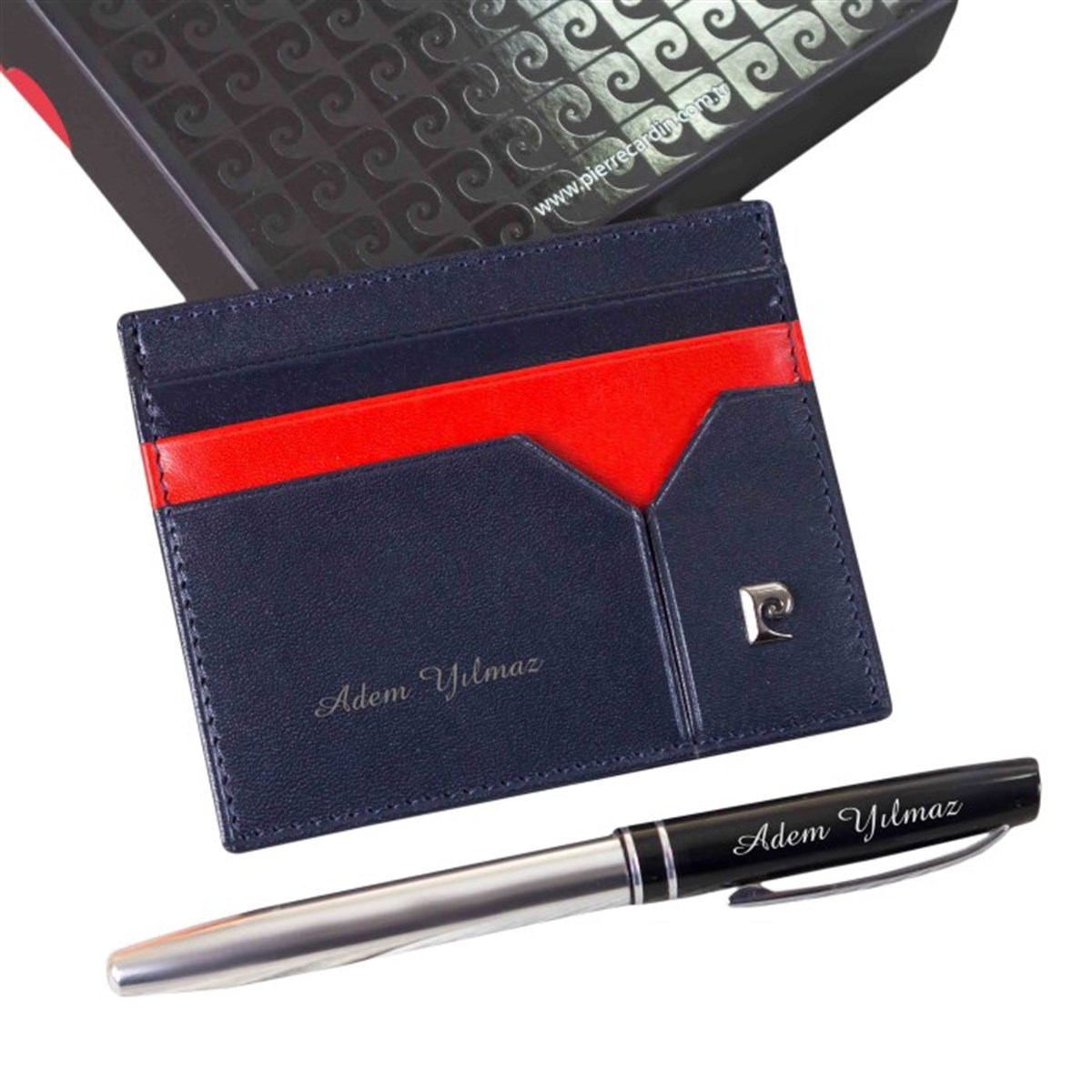 Pierre Cardin İsme Özel Kartlık Cüzdan Lacivert - Kırmızı P0242LK